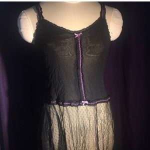 morbid threads sheer dress with purple stitching